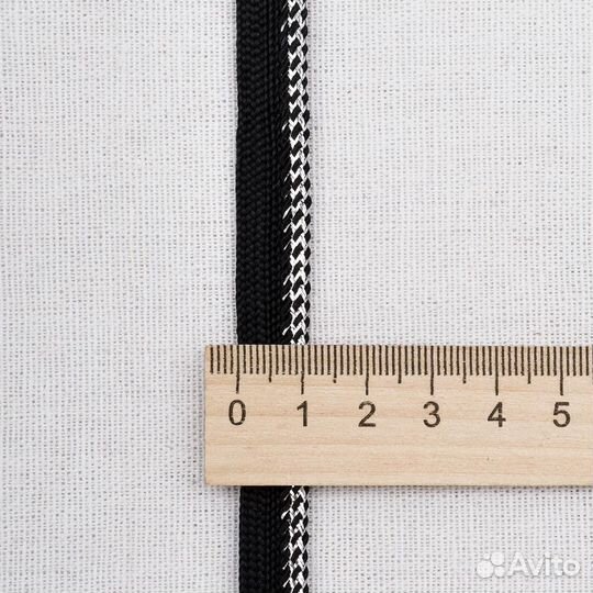3AR3616 Кант отделочный с люрексом 12мм*35м, цв. черный/серебро, 35 м