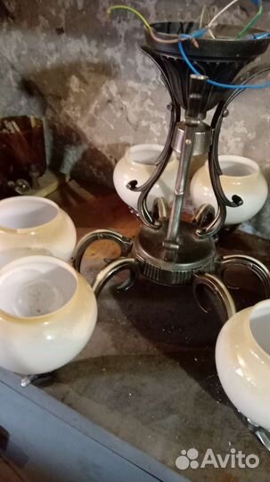 Люстра потолочная антиквариат, бронзовое литьё