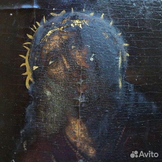 Старинная икона Спас Господь Живопись 24.2 х 32.2