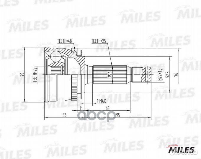 Шрус hyundai getz 1.3-1.6 02- нар.(ABS) ga20165