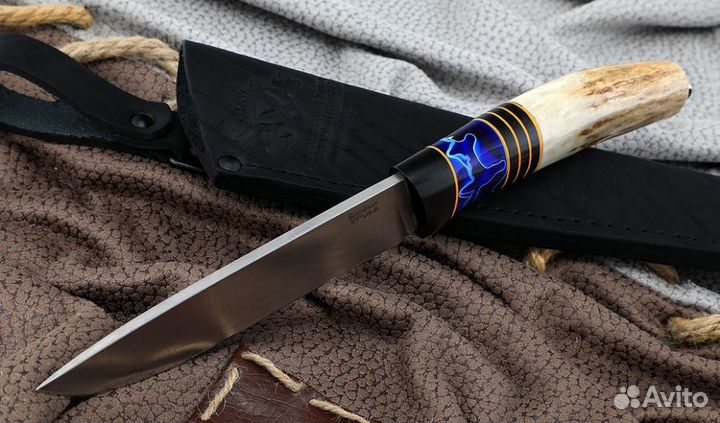 Нож Пантера сталь Х12мф (сатин), рукоять рог лося