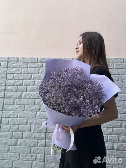 Букет из нежной сиреневой гипсофилы