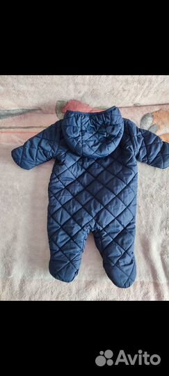 Комбинезон демисезонный 62-68 с шапочкой