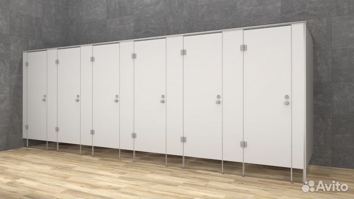 Сантехнические перегородки (6 кабин стена слева)