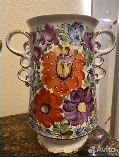 Вазы парные Коростень Киев винтаж фарфор