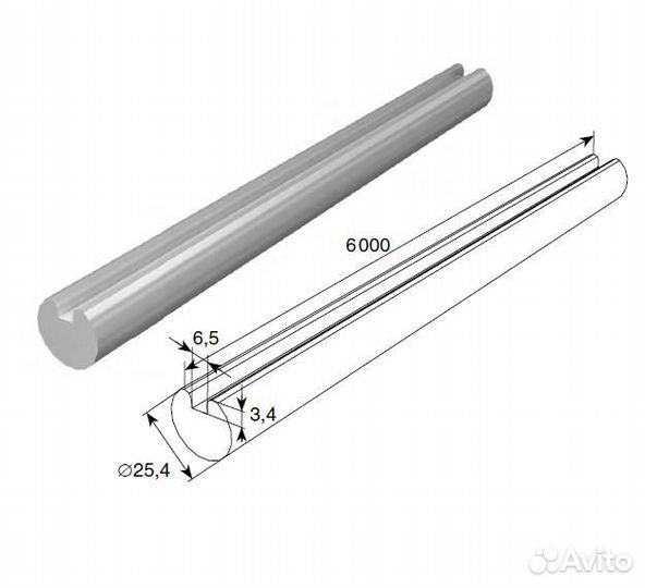 25516/M Вал полнотелый с пазом под шпонку