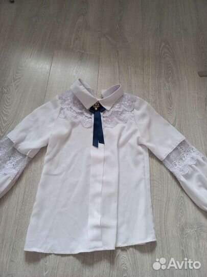 Блузка белая для девочек 8-9 лет