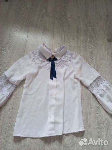 Блузка белая для девочек 8-9 лет