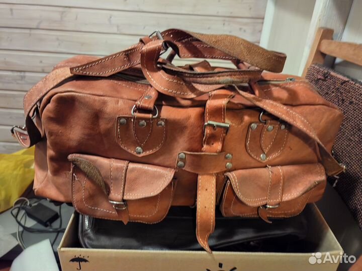 Дорожная сумка саквояж натуральная кожа