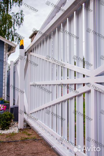 Откатные ворота из штакетника для участка