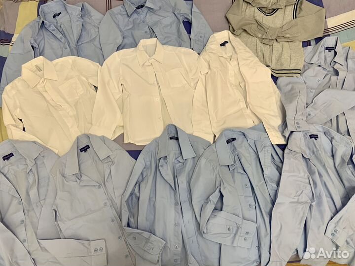 12рубашек, 3брюк, спорт.костюм 1-2класс