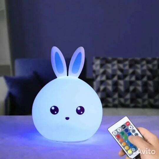 Сенсорный силиконовый светильник Зайчик с пультом