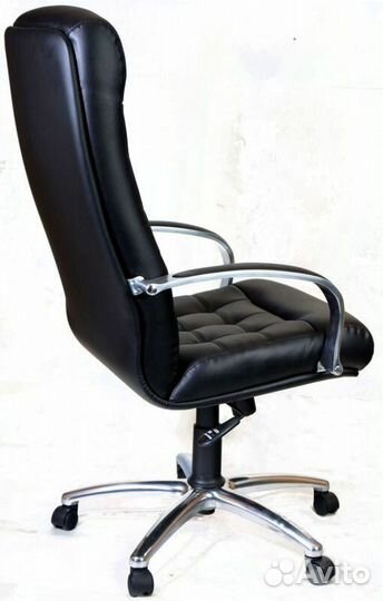 Компьютерное кресло Стиль Хром, экокожа, черный
