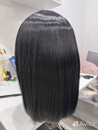 Парик длинный черный с челкой