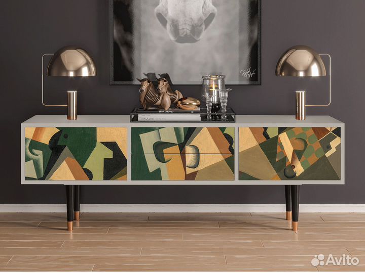 Тв-тумба T4 - Сатин - Glass and Checkerboard