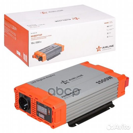 Инвертор 12в-220в 1500 вт airline 470 API-1500-08