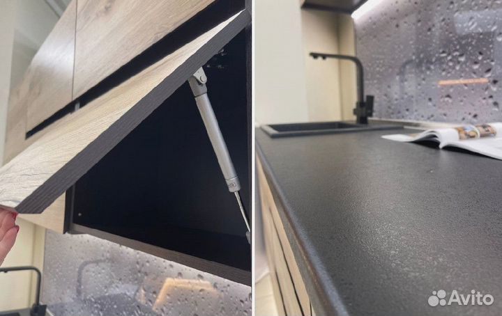 Кухня Лофт 2 метра с цельной столешницей. Готовая в налиии