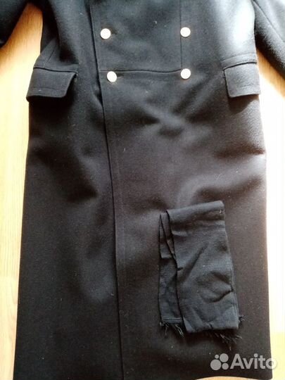 Шинель двубортная Иссиня черного цвета