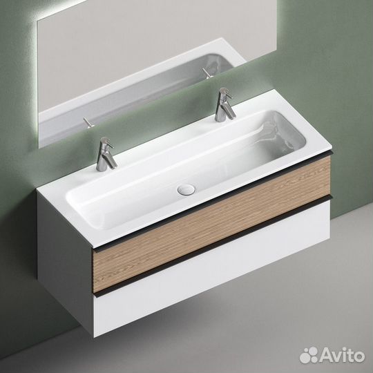 Тумба под раковину sancos Delta 120 подвесная дуб светлый/белый DL120W