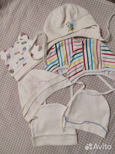 Чепчики и шапочки для новорождённых