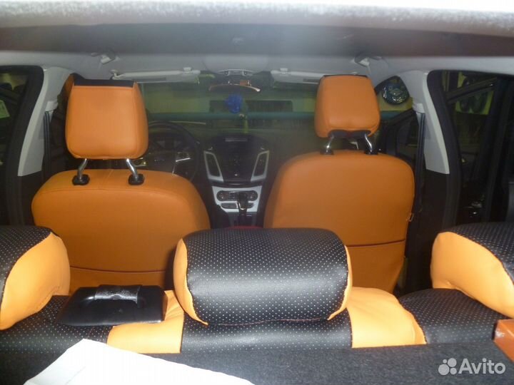 Авточехлы для KIA Optima (2010+) оранжево- чёрная