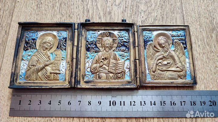 Складень меднолитой малый Деисус 19 век