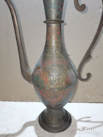 Латунный кувшин. Индия, кумган. Гусь