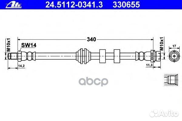 Шланг торм.пер.ford focus 1998-2004 24.5112-0