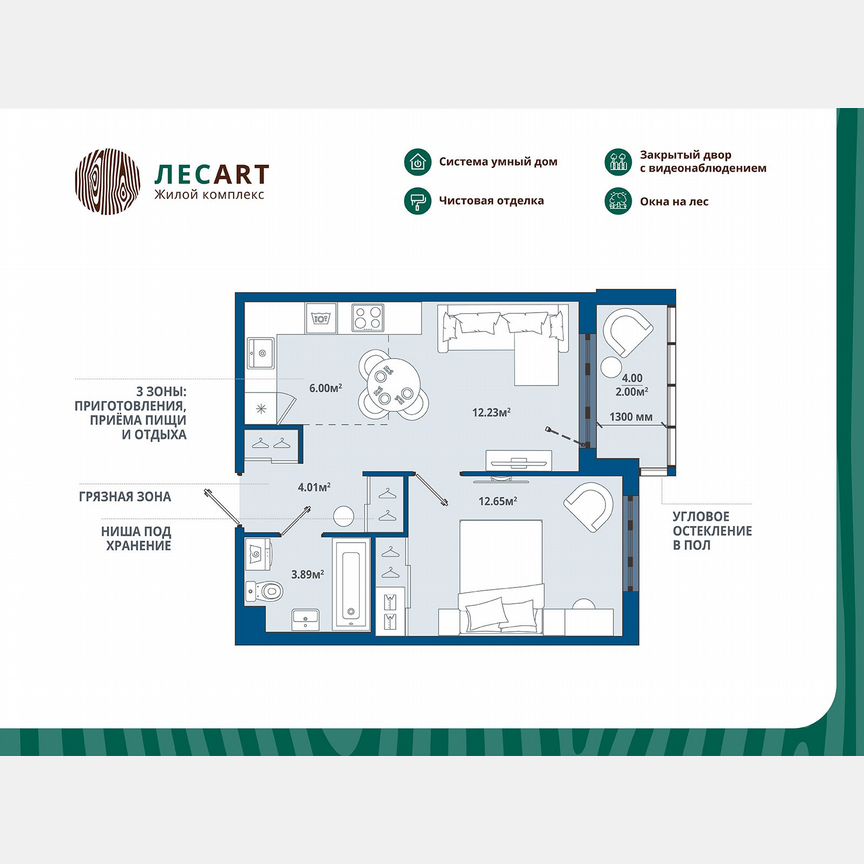 1-к. квартира, 40,8 м², 2/12 эт.