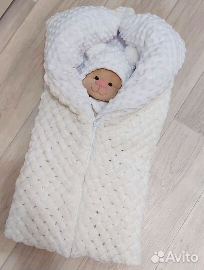 Конверт одеяло на выписку вязаное осень, зима