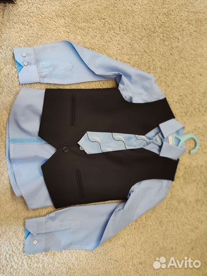 Рубашка с жилеткой для школы, 128-134