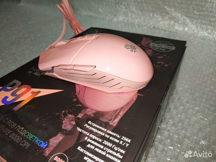 Игровая мышка A4Tech Bloody P91s розовая