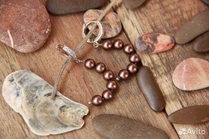 Серьги с микроцирконами с жемчугом