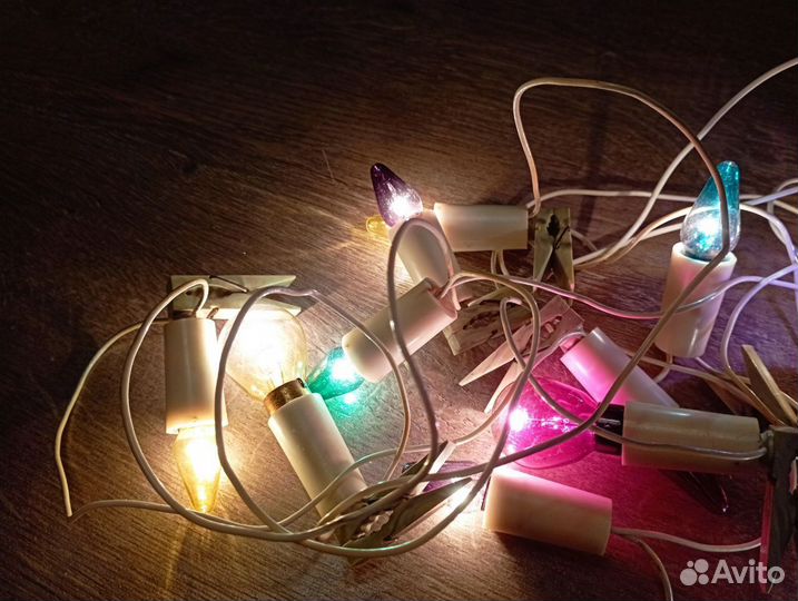 Советская елочная гирлянда на прищепках