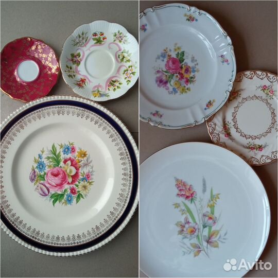 Тарелки, блюдца с цветами Англия, Германия
