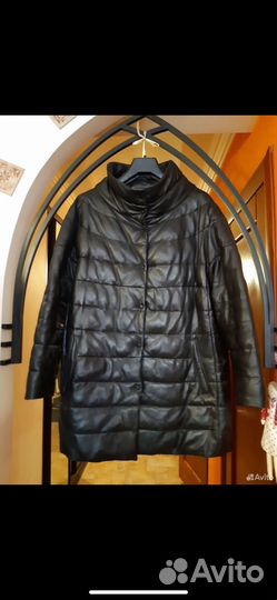 Пуховик кожаный женский 48 50