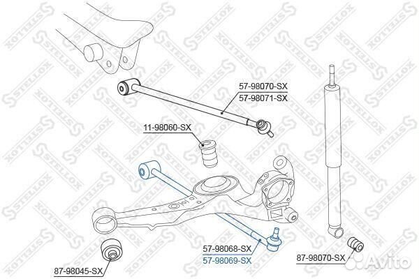 Рычаг задней подвески левый нижний комплект в сборе stellox, 5798069SX