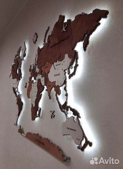Карта мира деревянная / настенная в наличии