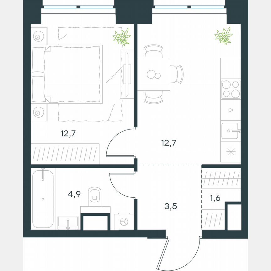 1-к. квартира, 35,4 м², 2/48 эт.