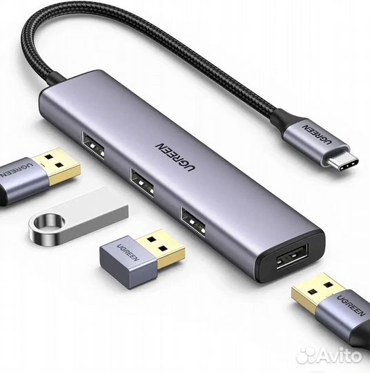 USB-Хаб ugreen CM473 (20841) USB-C to 4*USB 3.0 Hu