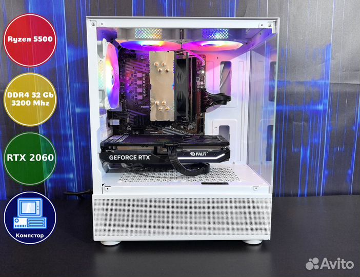 Игровой пк новый AMD5500-RTX2060-32DDR4-NPS146-A520