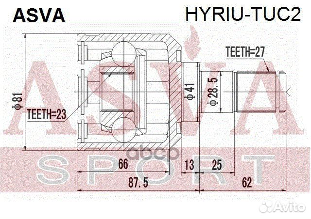 ШРУС внутренний зад прав/лев hyriutuc2 asva