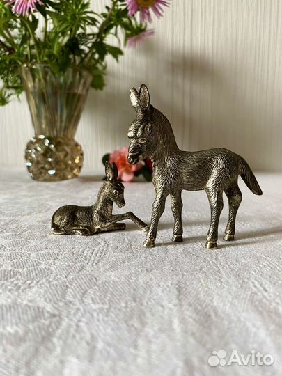 Винтажные статуэтки ослики, серебрение