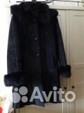 Дубленка темно-синего цвета (очень теплая)