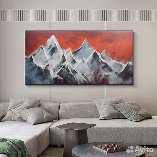 Текстурная картина маслом Горы на закате Объемная