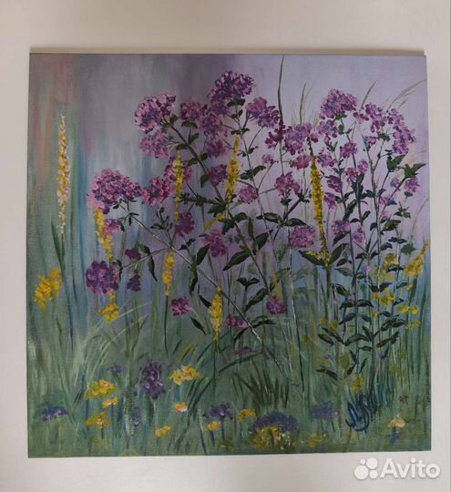 Картина маслом на холсте. Душица