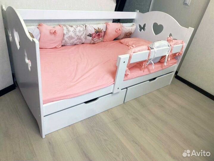 Кроватка сингл детская берёза высокий борт