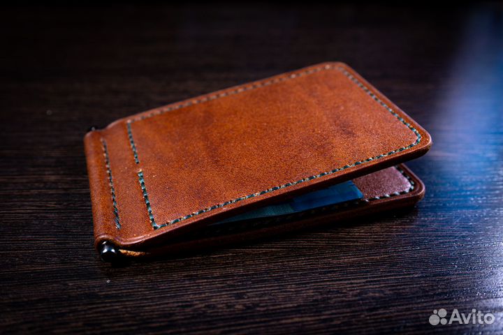 Зажим для купюр и карт из натуральной кожи