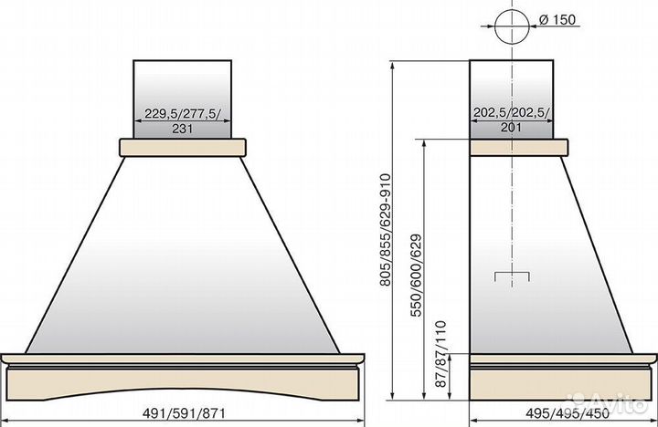 Вытяжка каминная Elikor Вилла 60П-650-П3Л белый у