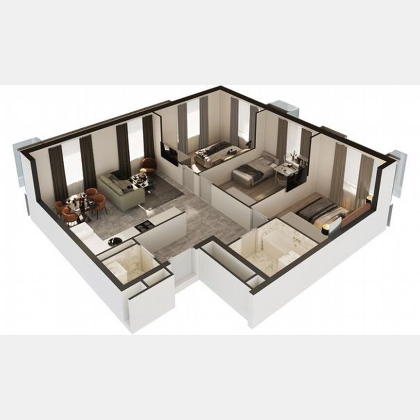 3-к. апартаменты, 73,2 м², 6/30 эт.